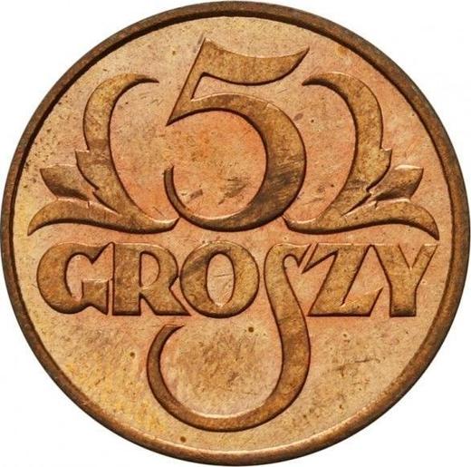 Reverse 5 Groszy 1930 WJ - Poland, II Republic