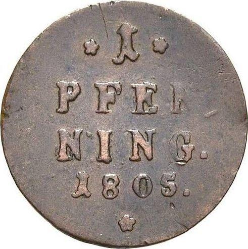Reverso 1 Pfennig 1805 - valor de la moneda  - Baviera, Maximilian I