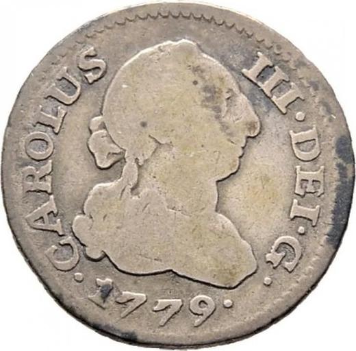 Аверс монеты - 1/2 реала 1779 года M PJ - цена серебряной монеты - Испания, Карл III