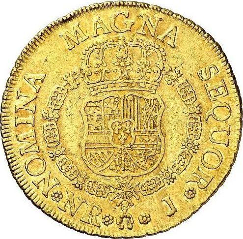 Reverso 8 escudos 1759 NR J - valor de la moneda de oro - Colombia, Fernando VI