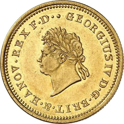 Awers monety - 10 talarów 1829 B - cena złotej monety - Hanower, Jerzy IV
