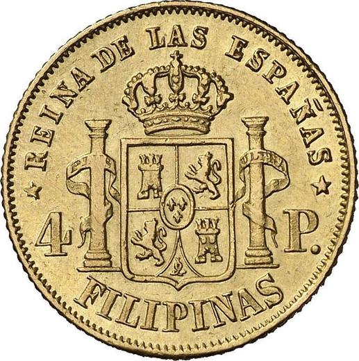 Rewers monety - 4 peso 1863 - cena złotej monety - Filipiny, Izabela II