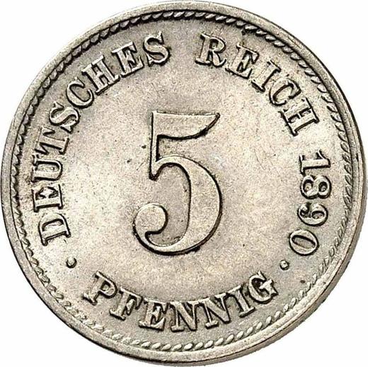 Anverso 5 Pfennige 1890 J "Tipo 1890-1915" - valor de la moneda  - Alemania, Imperio alemán