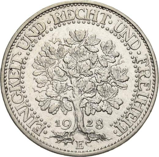 Rewers monety - 5 reichsmark 1928 E "Dąb" - cena srebrnej monety - Niemcy, Republika Weimarska