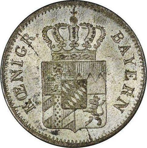 Awers monety - 1 krajcar 1843 - cena srebrnej monety - Bawaria, Ludwik I