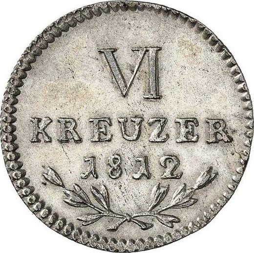 Реверс монеты - 6 крейцеров 1812 года - цена серебряной монеты - Баден, Карл Людвиг Фридрих