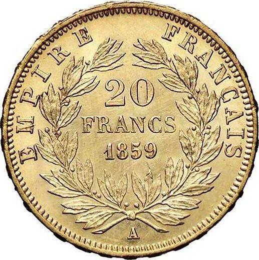Reverse 20 Francs 1859 A "Type 1853-1860" Paris - France, Napoleon III