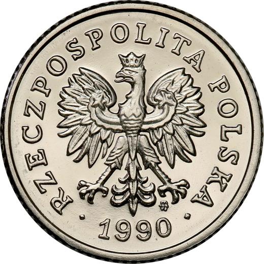 Avers Probe 50 Groszy 1990 Nickel - Münze Wert - Polen, III Republik Polen nach Stückelung