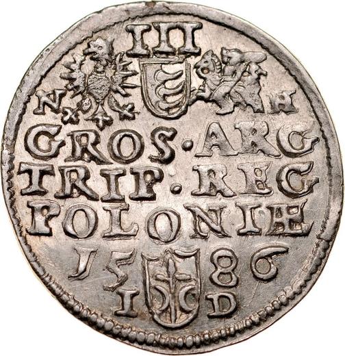 Rewers monety - Trojak 1586 "Duża głowa" - cena srebrnej monety - Polska, Stefan Batory
