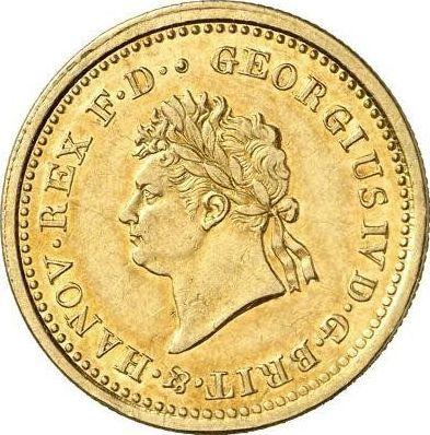 Awers monety - 5 talarów 1829 B - cena złotej monety - Hanower, Jerzy IV