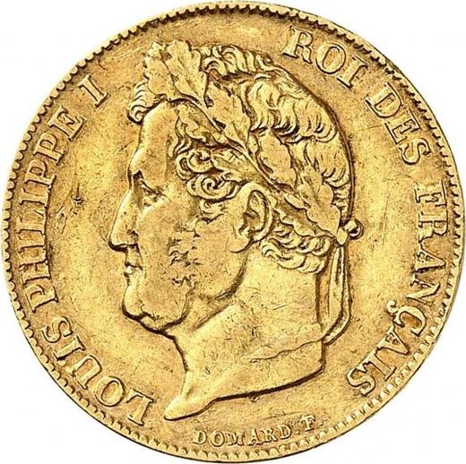 Obverse 20 Francs 1841 W "Type 1832-1848" Lille - France, Louis Philippe I