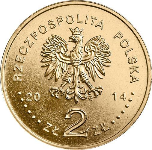 Аверс монеты - 2 злотых 2014 года MW "Польская олимпийская сборная на XXII Олимпийских играх - Сочи 2014" - цена  монеты - Польша, III Республика после деноминации