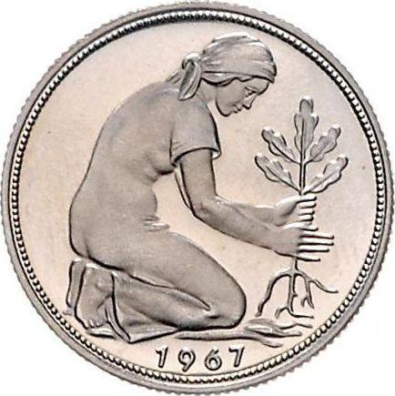 Реверс монеты - 50 пфеннигов 1967 года F - цена  монеты - Германия, ФРГ