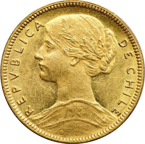 Аверс монеты - 20 песо 1913 года So - цена золотой монеты - Чили, Республика