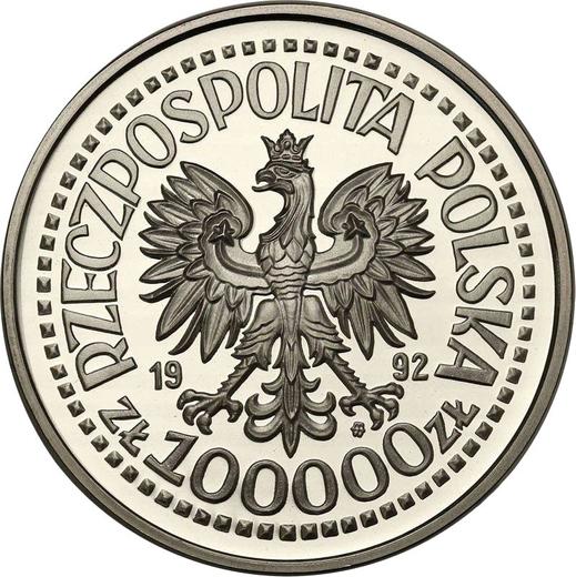 Аверс монеты - 100000 злотых 1992 года MW ET "Войцех Корфанты" - цена серебряной монеты - Польша, III Республика до деноминации