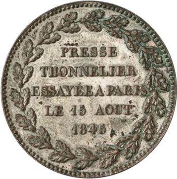 Reverso Prueba Módulo del rublo 1845 "La prensa construida por Tonnelier" Reacuñación Cobre Leyenda del canto - valor de la moneda  - Rusia, Nicolás I