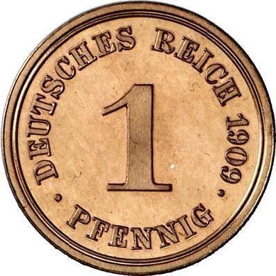 Аверс монеты - 1 пфенниг 1909 года E "Тип 1890-1916" - цена  монеты - Германия, Германская Империя