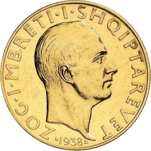 Anverso 100 franga ari 1938 R "Reinado" - valor de la moneda de oro - Albania, Zog I