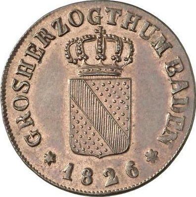 Аверс монеты - 1/2 крейцера 1826 года - цена  монеты - Баден, Людвиг I