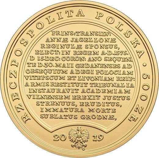 Anverso 500 eslotis 2019 "Esteban I Báthory" - valor de la moneda de oro - Polonia, República moderna