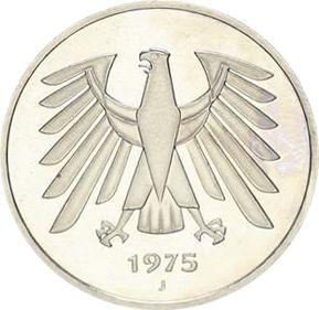 Реверс монеты - 5 марок 1975 года J - цена  монеты - Германия, ФРГ