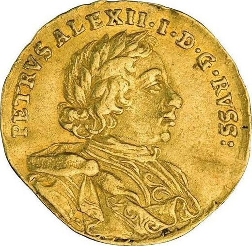 Аверс монеты - Червонец (Дукат) 1716 года "Надпись латинская" Дата "1Г16" - цена золотой монеты - Россия, Петр I