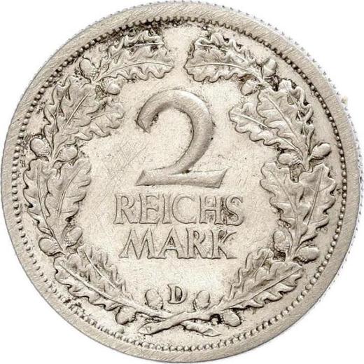 Реверс монеты - 2 рейхсмарки 1927 года D - цена серебряной монеты - Германия, Bеймарская республика