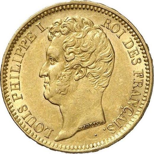 Аверс монеты - 20 франков 1831 года B "Гурт выпуклый" Руан - цена золотой монеты - Франция, Луи-Филипп I