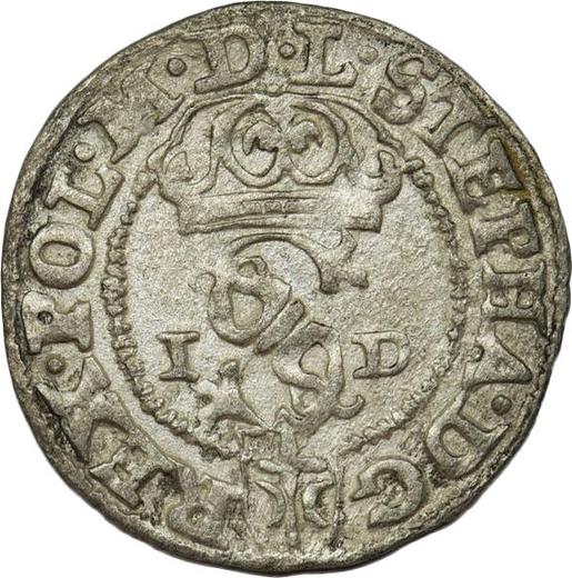 Anverso Szeląg 1585 ID "Tipo 1580-1586" Corona cerrada - valor de la moneda de plata - Polonia, Esteban I Báthory
