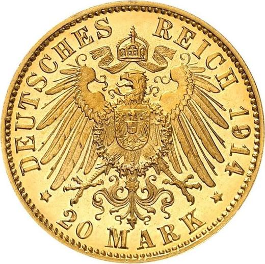 Reverso 20 marcos 1914 D "Bavaria" - valor de la moneda de oro - Alemania, Imperio alemán