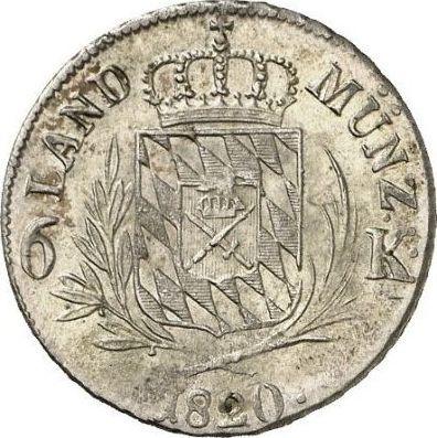 Rewers monety - 6 krajcarów 1820 - cena srebrnej monety - Bawaria, Maksymilian I