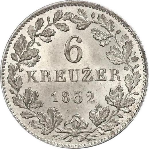 Reverso 6 Kreuzers 1852 - valor de la moneda de plata - Wurtemberg, Guillermo I