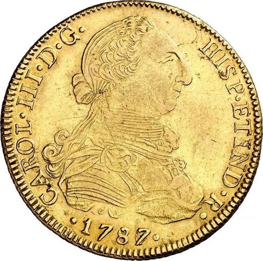 Аверс монеты - 8 эскудо 1787 года PTS PR - цена золотой монеты - Боливия, Карл III