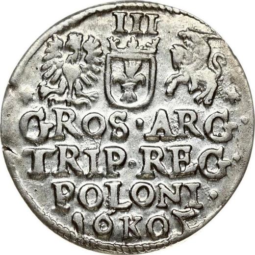 Reverso Trojak (3 groszy) 1605 K "Casa de moneda de Cracovia" - valor de la moneda de plata - Polonia, Segismundo III