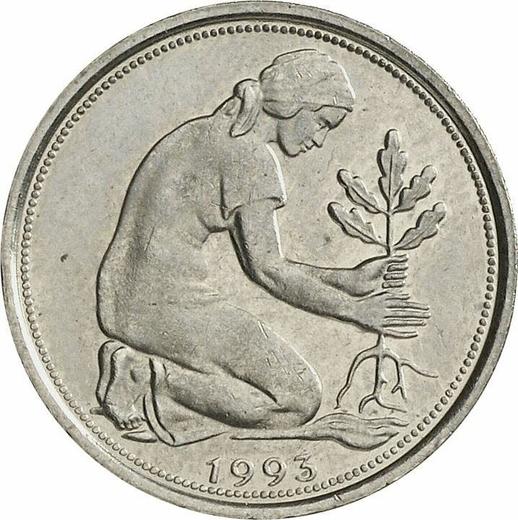 Реверс монеты - 50 пфеннигов 1993 года F - цена  монеты - Германия, ФРГ