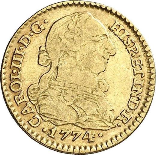 Аверс монеты - 1 эскудо 1774 года S CF - цена золотой монеты - Испания, Карл III