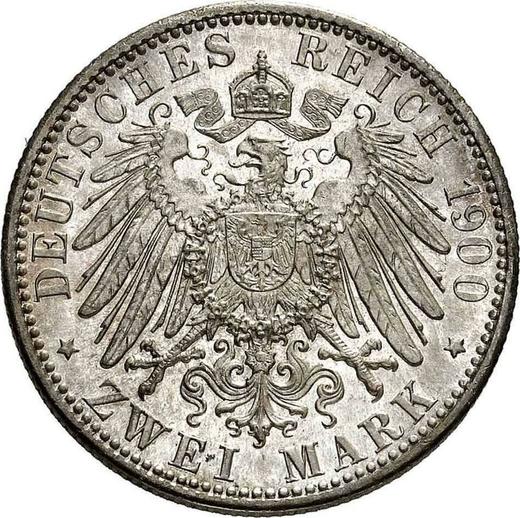 Реверс монеты - 2 марки 1900 года D "Бавария" - цена серебряной монеты - Германия, Германская Империя
