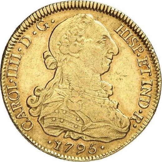 Аверс монеты - 8 эскудо 1795 года So DA - цена золотой монеты - Чили, Карл IV