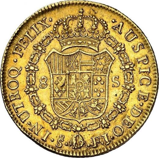 Reverso 8 escudos 1805 So FJ - valor de la moneda de oro - Chile, Carlos IV