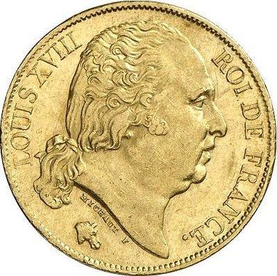 Obverse 20 Francs 1818 A "Type 1816-1824" Paris - France, Louis XVIII