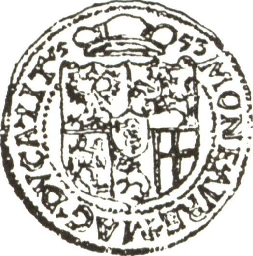 Rewers monety - Dukat 1553 "Litwa" - cena złotej monety - Polska, Zygmunt II August