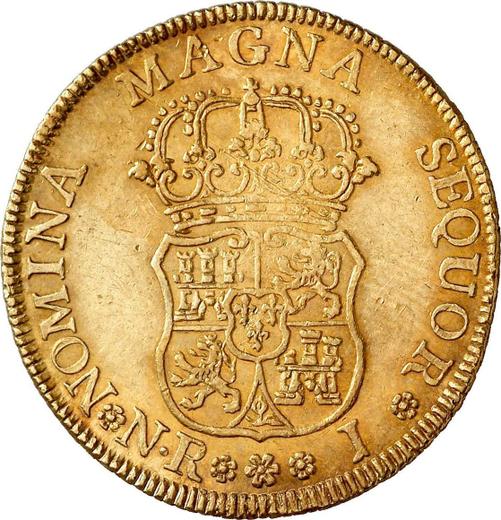 Reverso 4 escudos 1758 NR J - valor de la moneda de oro - Colombia, Fernando VI