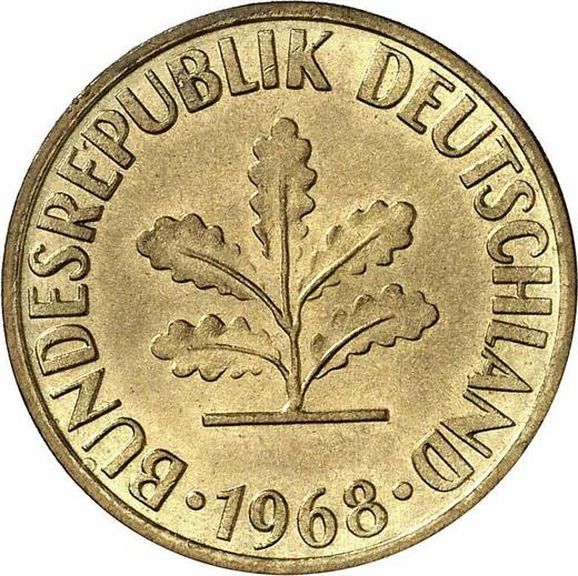 Реверс монеты - 10 пфеннигов 1968 года G - цена  монеты - Германия, ФРГ