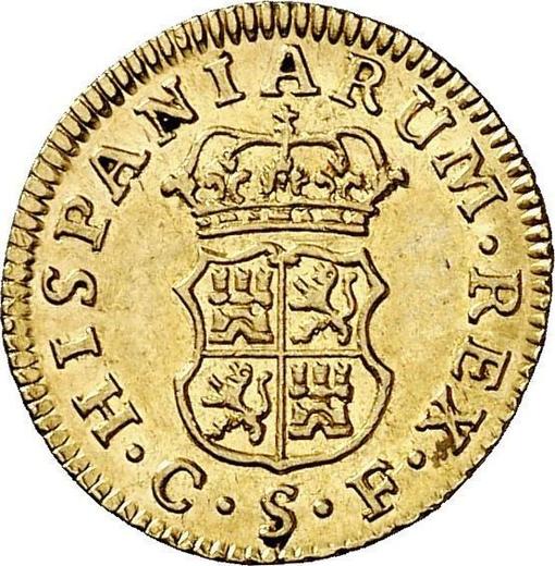 Реверс монеты - 1/2 эскудо 1769 года S CF - цена золотой монеты - Испания, Карл III