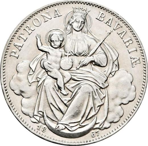 Reverso Tálero 1867 "Madonna" - valor de la moneda de plata - Baviera, Luis II de Baviera