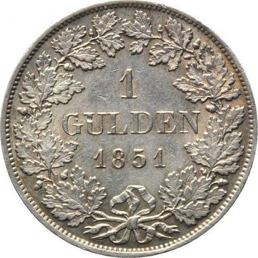 Rewers monety - 1 gulden 1851 - cena srebrnej monety - Badenia, Leopold