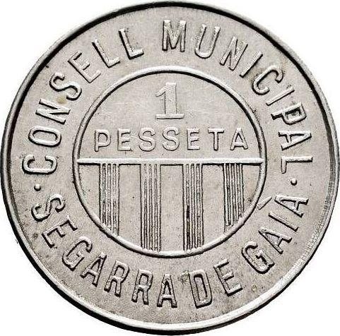 Awers monety - 1 peseta bez daty (1936-1939) "Segarra de Gaia" Miedź-Nikiel - Hiszpania, II Rzeczpospolita