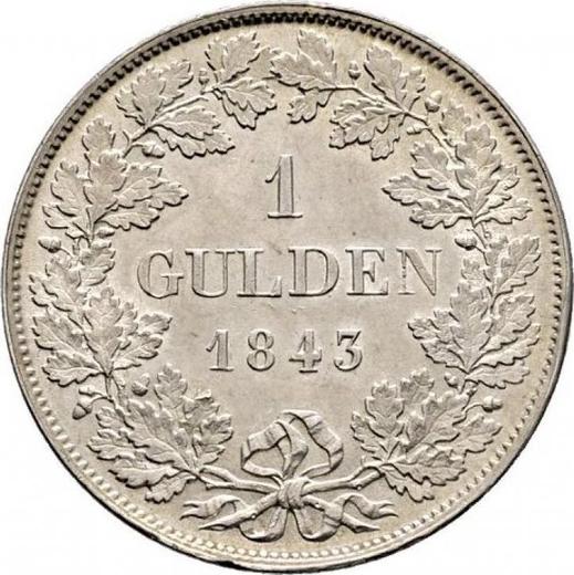Reverso 1 florín 1843 - valor de la moneda de plata - Wurtemberg, Guillermo I