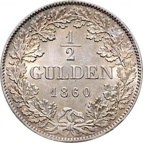Reverso Medio florín 1860 - valor de la moneda de plata - Baden, Federico I