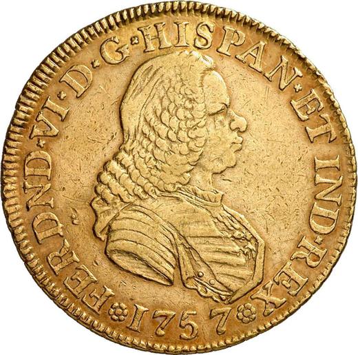 Avers 4 Escudos 1757 NR SJ - Goldmünze Wert - Kolumbien, Ferdinand VI